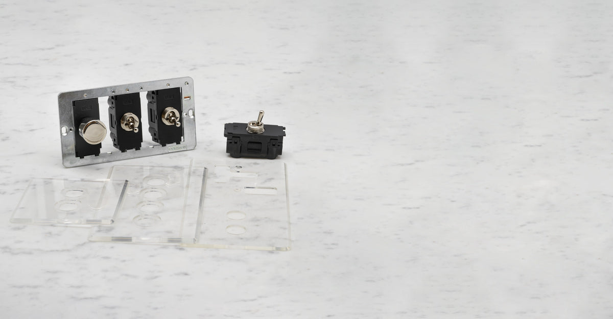 Polished Nickel components dimmer and toggle switches