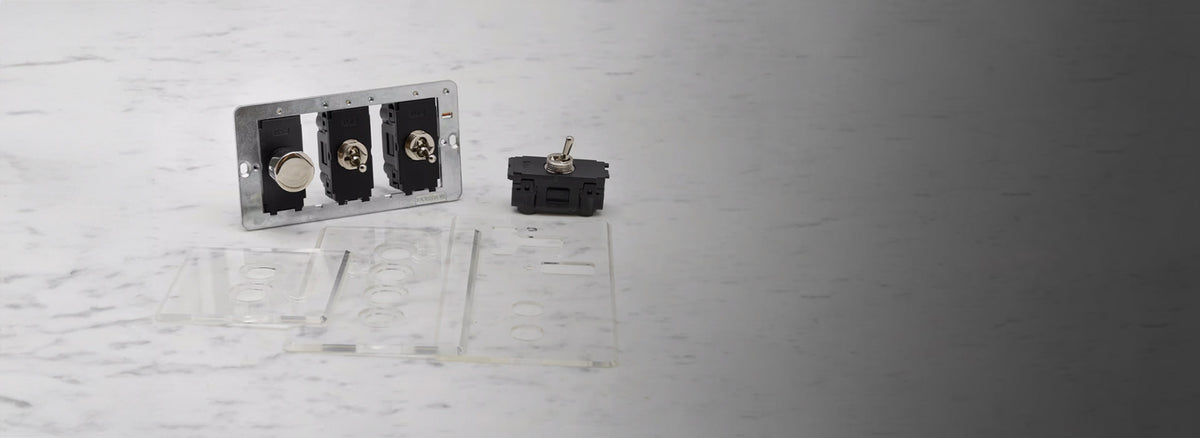 Polished Nickel components dimmer and toggle switches