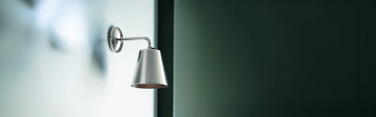 Polished Nickel wall light with fluted glass by Corston