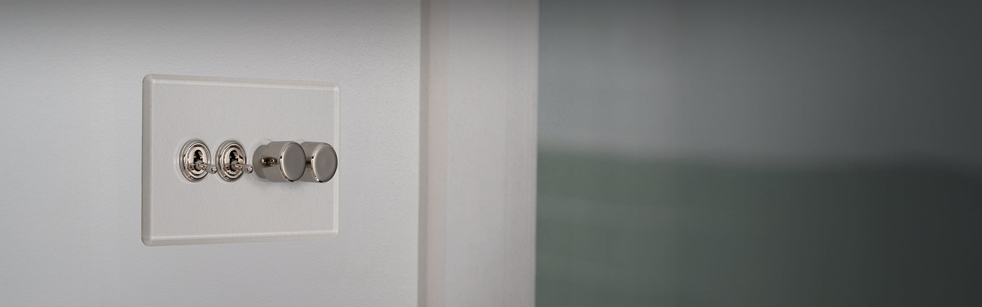 Clear polished nickel switches & sockets
